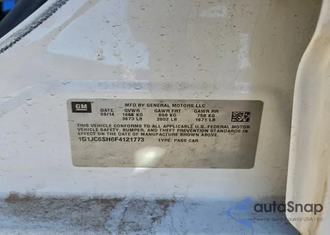 2015 Chevrolet Sonic Lt z USA, uszkodzony, nr VIN 1G1JC6SH6F4121773